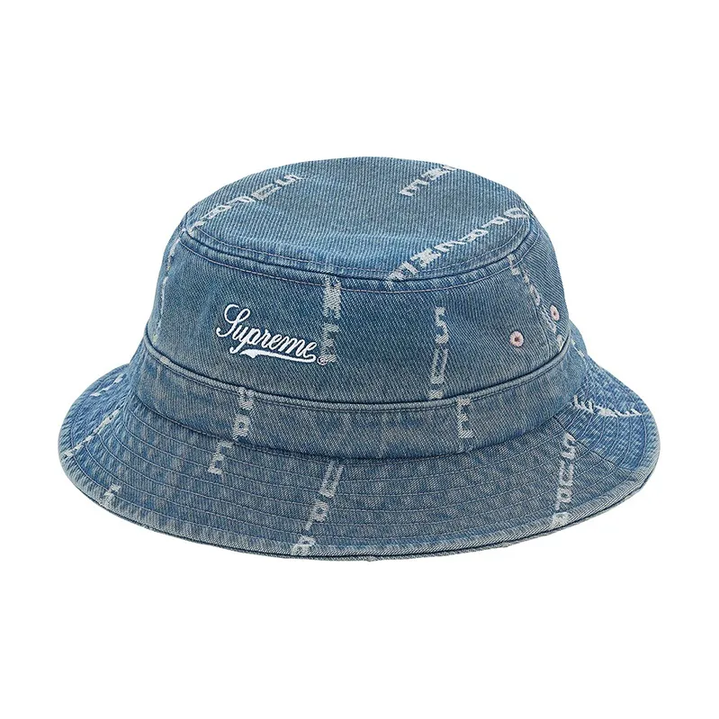 Supreme Logo Stripe Jacquard Denim Crusher Denim Blue S/M Basic 