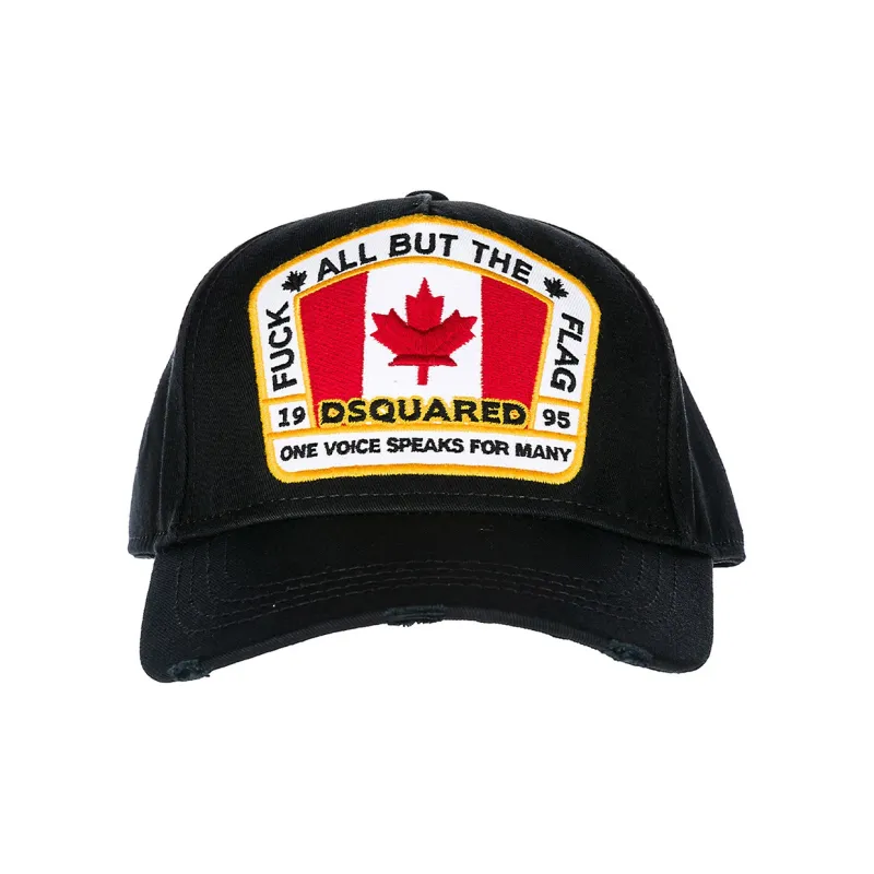 DSQUARED 2 Flag Patch Distressed Baseball Cap-1