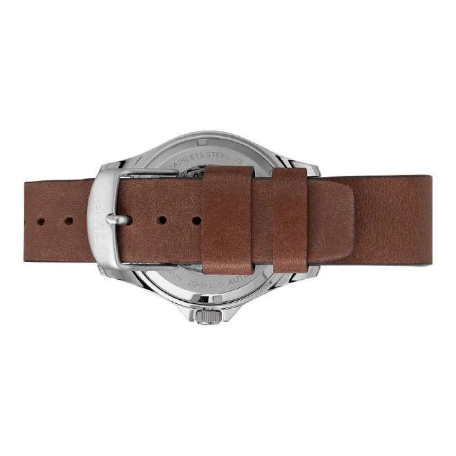 TIMEX Wrist Watch Automatic Mechanical Movement Genuine Leather Strap Black Dial Men's Watches-3