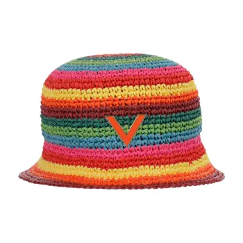Valentino Crochet Rainbow Bucket Hat