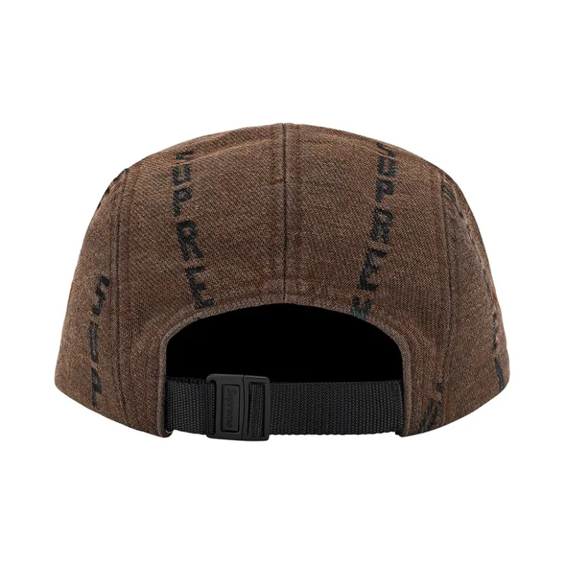 Supreme Logo Stripe Jacquard Denim Camp Cap-2