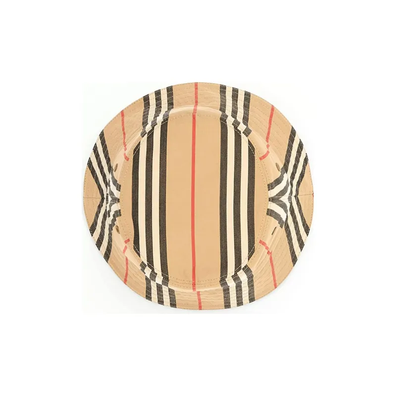Burberry Reversible Icon Stripe Cotton Bucket Hat Archive Beige-3