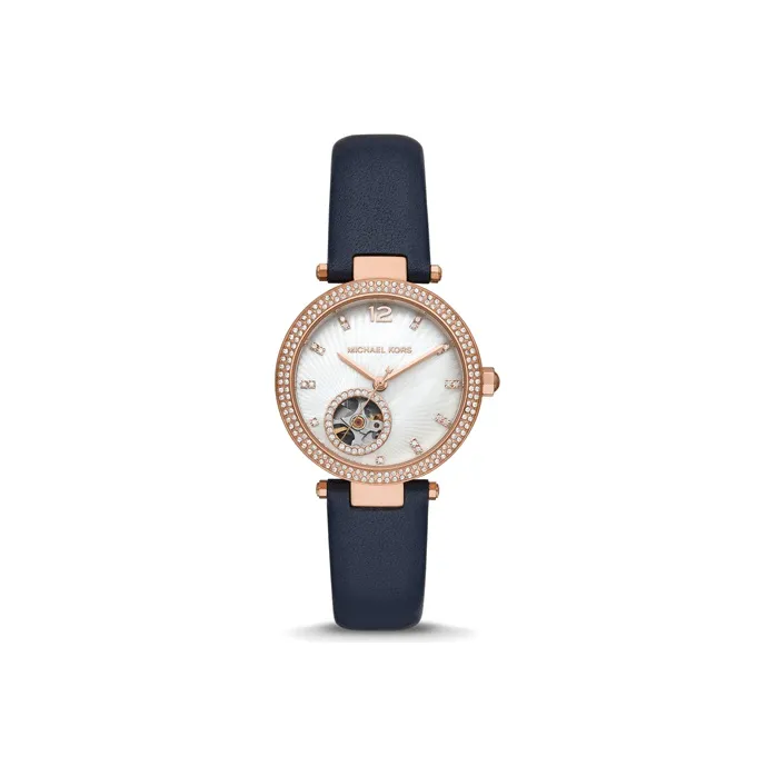 MICHAEL KORS PARKER Collection Wrist Watch Automatic Mechanical Movement Leather Watch Bands White Dial Women's Watch-0