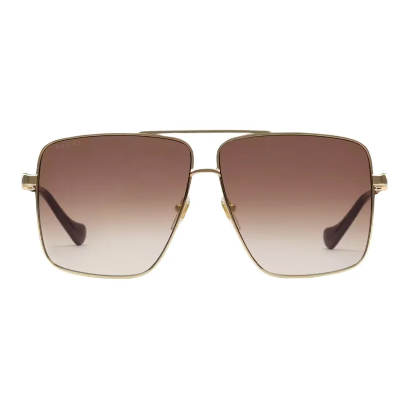 GUCCI Interlocking Sunglasses Unisex Gold/Gradient Brown-0