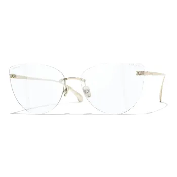 CHANEL Metal Cat Eye Optical Glass Gold