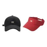 2 Pack (Baseball Cap Black+Visor Cap Red)