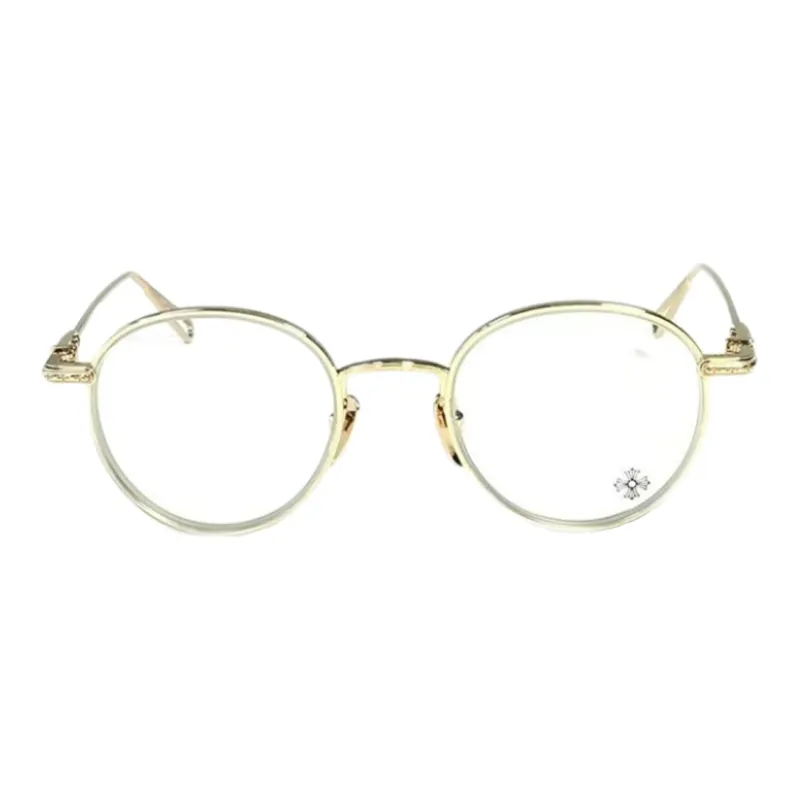 Chrome Hearts Metal Oval Eyeglass Frames Unisex Gold-2