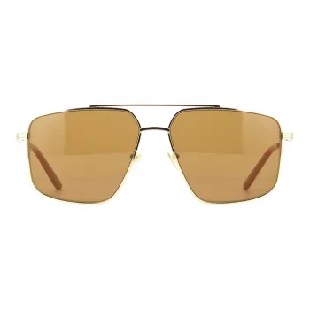 GUCCI Metal Irregular Shape Sunglasses Men's Coffee