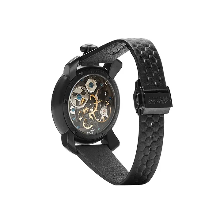 GAGA Wrist Watch Mechanical Movement Genuine Leather Strap 48mm Cut-Out Dial Men's Watches 5516 NJD1SB0F-2