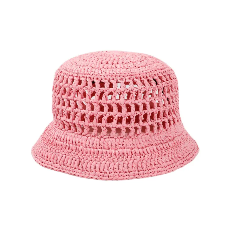 PRADA Logo embroidered Raffia Bucket Hat-1
