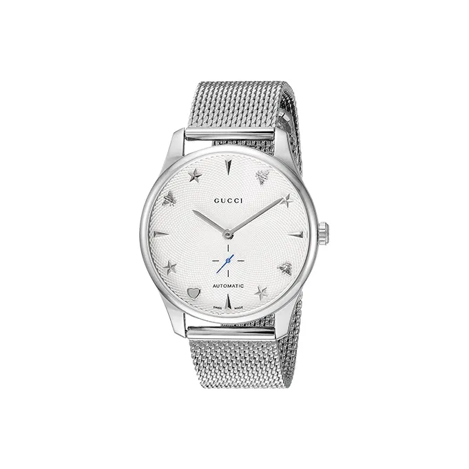 GUCCI G-Timeless Collection Wrist Watch Automatic Mechanical Movement Stainless Steel Strap White Dial Women's Watch-0