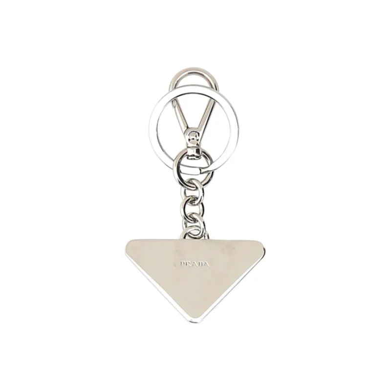 PRADA Triangle Logo Plaque Keyring-1