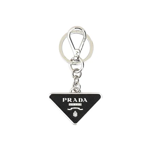 PRADA Triangle Logo Plaque Keyring