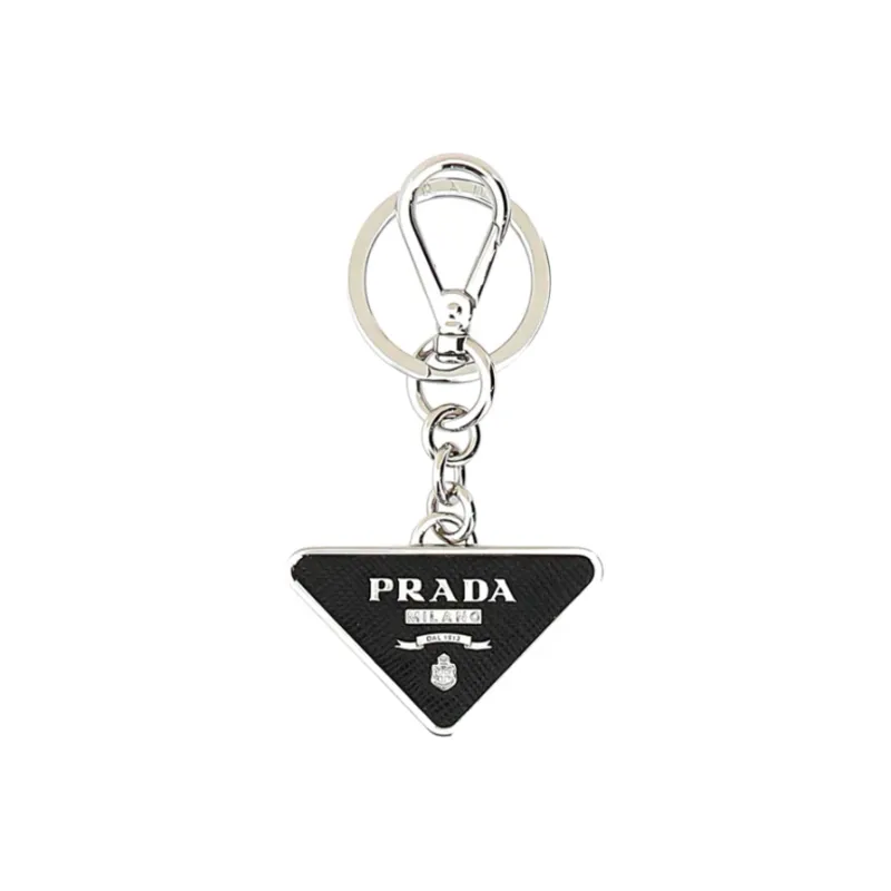 PRADA Triangle Logo Plaque Keyring-0