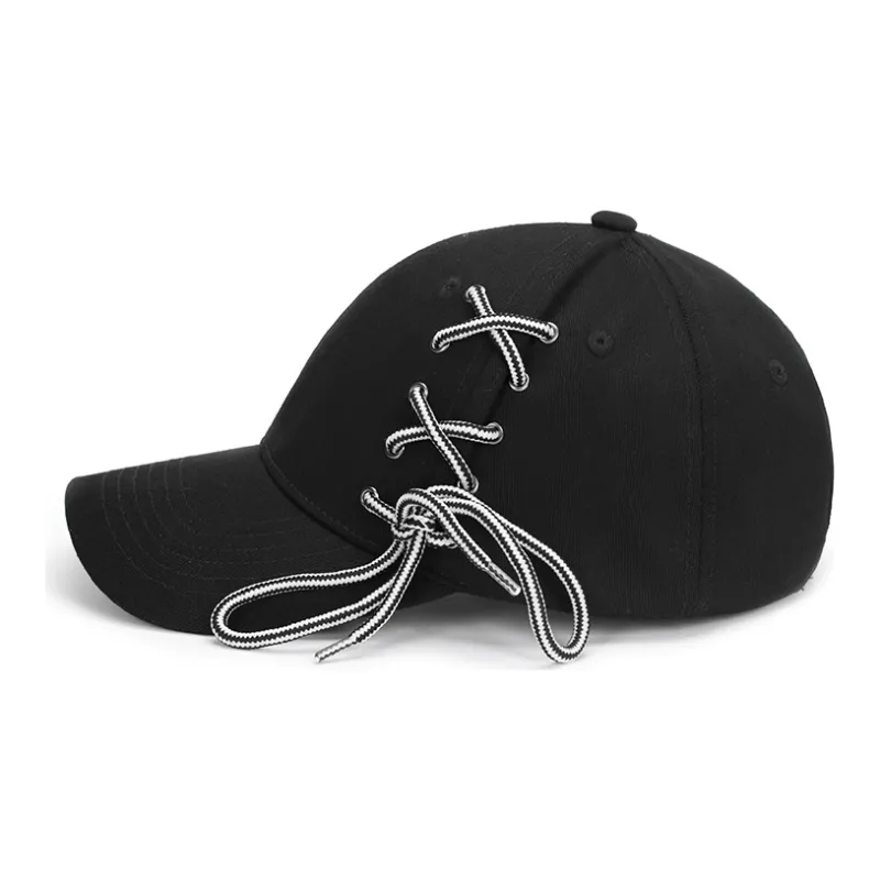 KENMO Cotton Baseball Caps Unisex Black/White-2