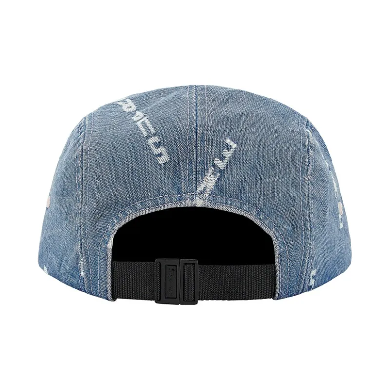Supreme Logo Stripe Jacquard Denim Camp Cap-4