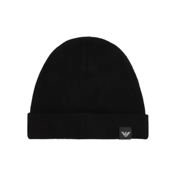 EMPORIO ARMANI Logo patch Fine knit Beanie