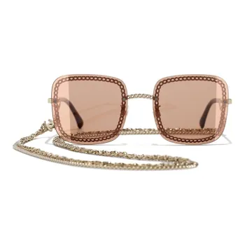 CHANEL Sunglasses Women's Tortoiseshell Legs/Light Brown Slices