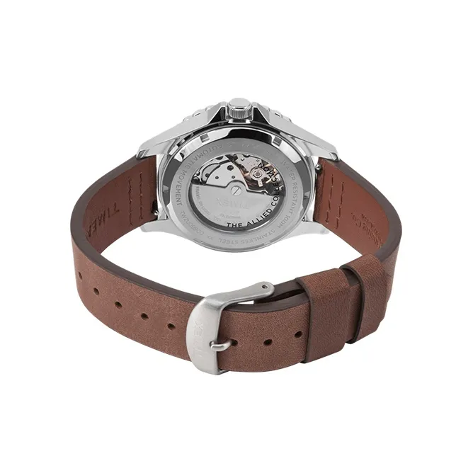 TIMEX Wrist Watch Automatic Mechanical Movement Genuine Leather Strap Black Dial Men's Watches-1