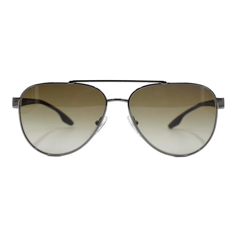 PRADA Sunglasses Men Metallic Gray/Dark Green Gradient-1