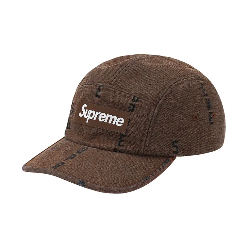 Supreme Logo Stripe Jacquard Denim Camp Cap-1