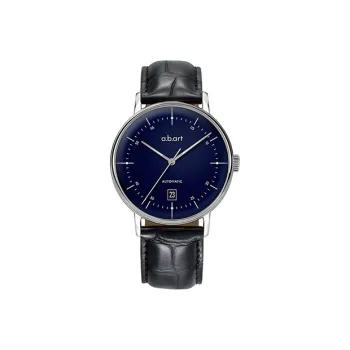 A.b.art Wrist Watch Automatic Mechanical Movement Genuine Leather Strap Blue Dial Men's Watches G104-D