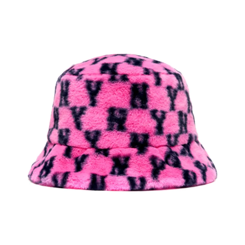 MLB New York Yankees Polyester Bucket Hats Unisex Peach Pink-2
