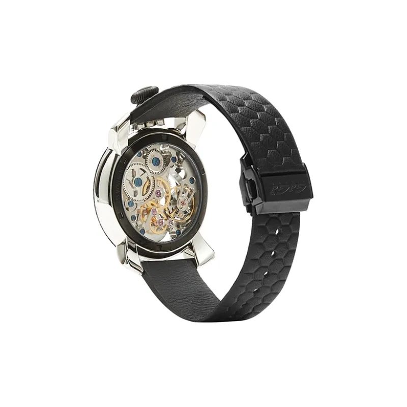 GAGA GAGA Collection Wrist Watch Mechanical Movement Leather Watch Bands 48mm Cut-Out Dial Men's Watches 5515 NJD1SH0F-2