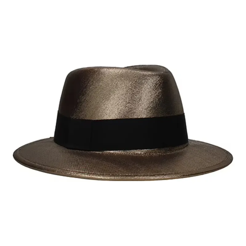 SAINT LAURENT Metallic Wide Brim Trilby Hat-1