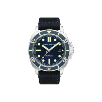 SPINNAKER Wrist Watch Automatic Mechanical Movement Genuine Leather Strap Blue Dial Men's Watches