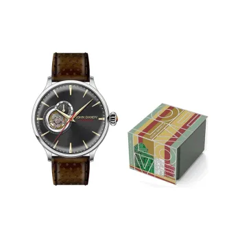 JOHN DANDY Wrist Watch Automatic Mechanical Movement Leather Watch Bands Black Dial Men's Watches JD.3213M/02