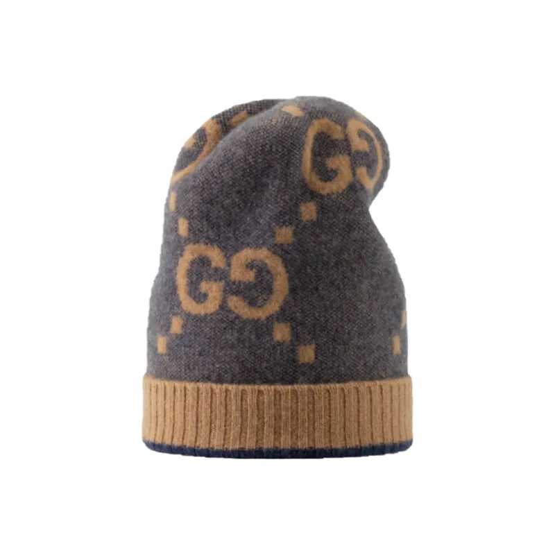 GUCCI Beanies Unisex Blue/Beige-2