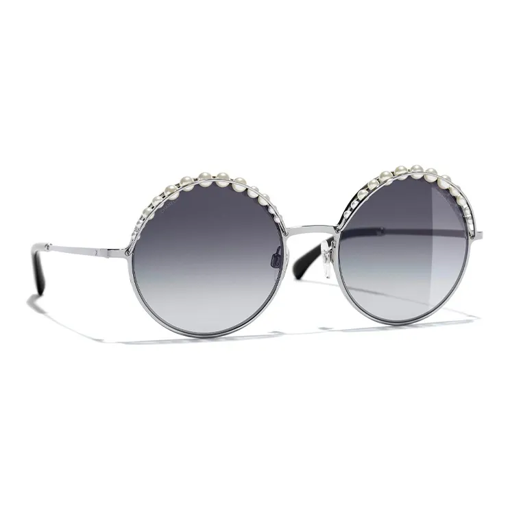 CHANEL Sunglasses Unisex Silver/Gradient Gray-1
