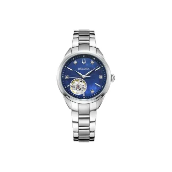 BULOVA Classic Ladies' Collection Wrist Watch Mechanical Movement Stainless Steel Strap Blue Dial Women's Watch