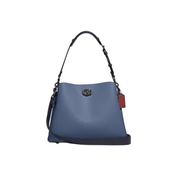COACH Willow Leather Bucket Bag, Shoulder Bag, Crossbody Bag Tubas Women's Blue