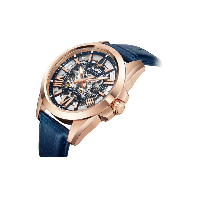 BULOVA Wrist Watch Mechanical Movement Artificial Leather Strap Silver Dial Men's Watches-1