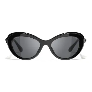 CHANEL Acetate Butterfly Sunglasses Unisex Black