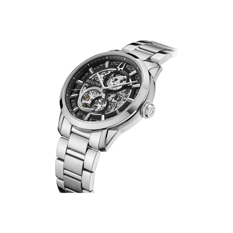 BULOVA Wrist Watch Mechanical Movement Stainless Steel Strap 43mm Black Dial Men's Watches-3