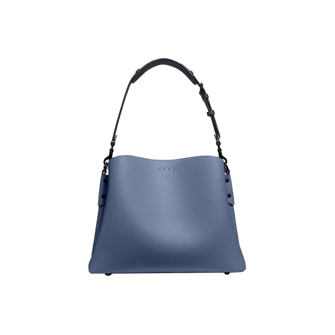 COACH Willow Leather Bucket Bag, Shoulder Bag, Crossbody Bag Tubas Women's Blue-2