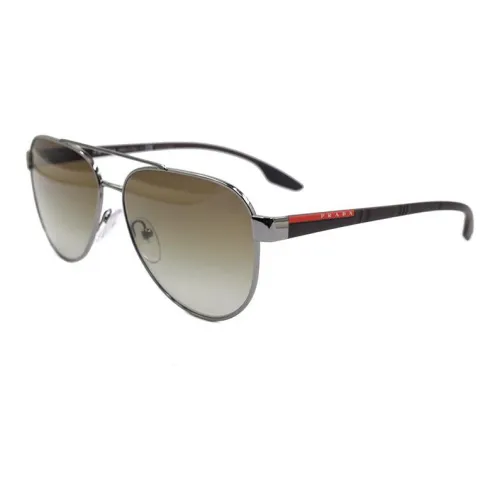 PRADA Sunglasses Men Metallic Gray/Dark Green Gradient