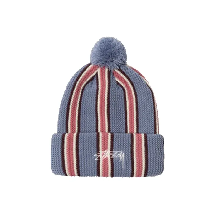Stussy Striped Pom Beanie-0