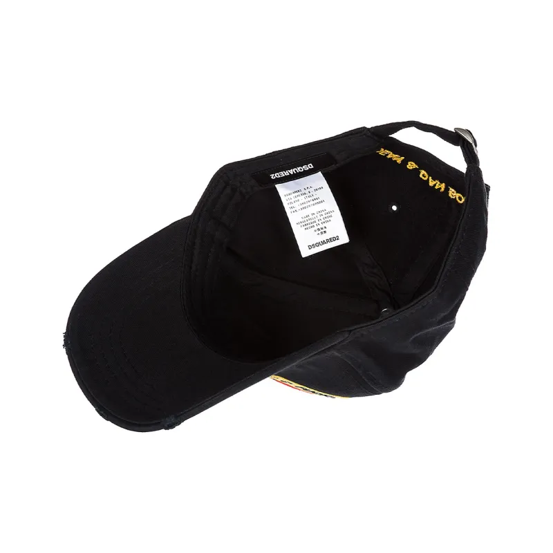 DSQUARED 2 Flag Patch Distressed Baseball Cap-4