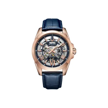 BULOVA Wrist Watch Mechanical Movement Artificial Leather Strap Silver Dial Men's Watches