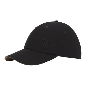 Burberry Monogram Embroidered Gabardine Cap