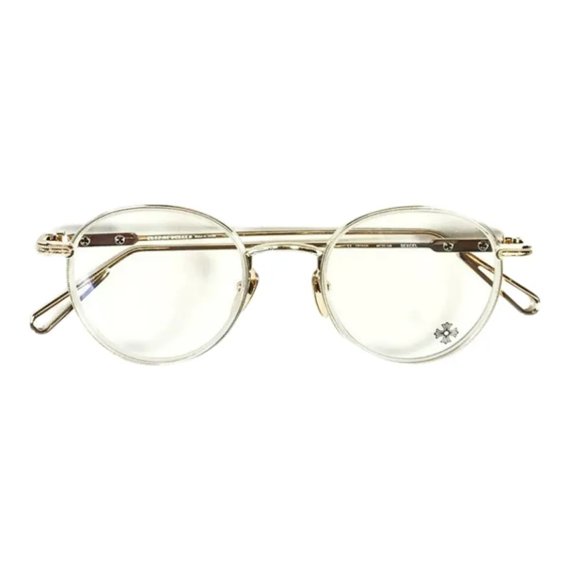 Chrome Hearts Metal Oval Eyeglass Frames Unisex Gold-1