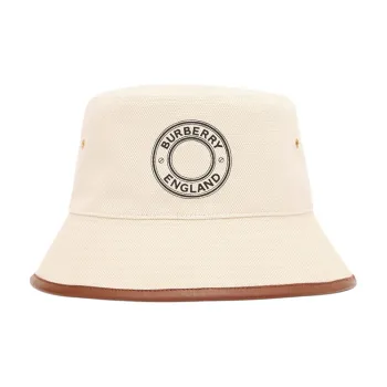 Burberry Polyamide Calfskin Cotton Lining Bucket Hats Women's Beige