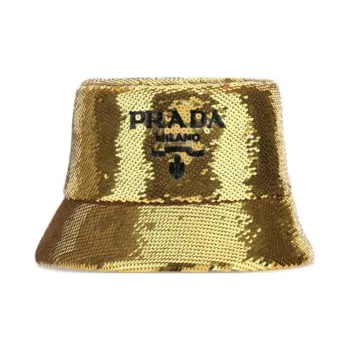 PRADA Sequins Logo Bucket Hat