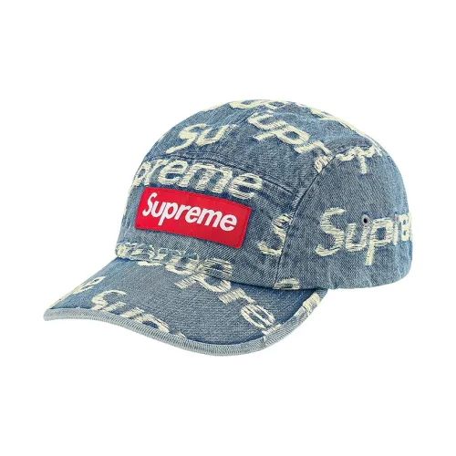 Supreme Frayed Logos Denim Camp Cap