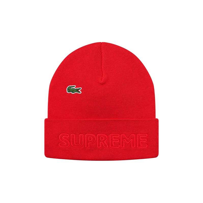 Supreme® X LACOSTE Red Cashmere Beanie Cuffed Hat FW19 Week 5 Drop Sold  Out! | eBay