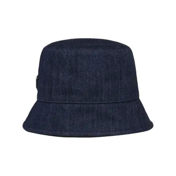 PRADA Triangle logo Denim Bucket Hat
